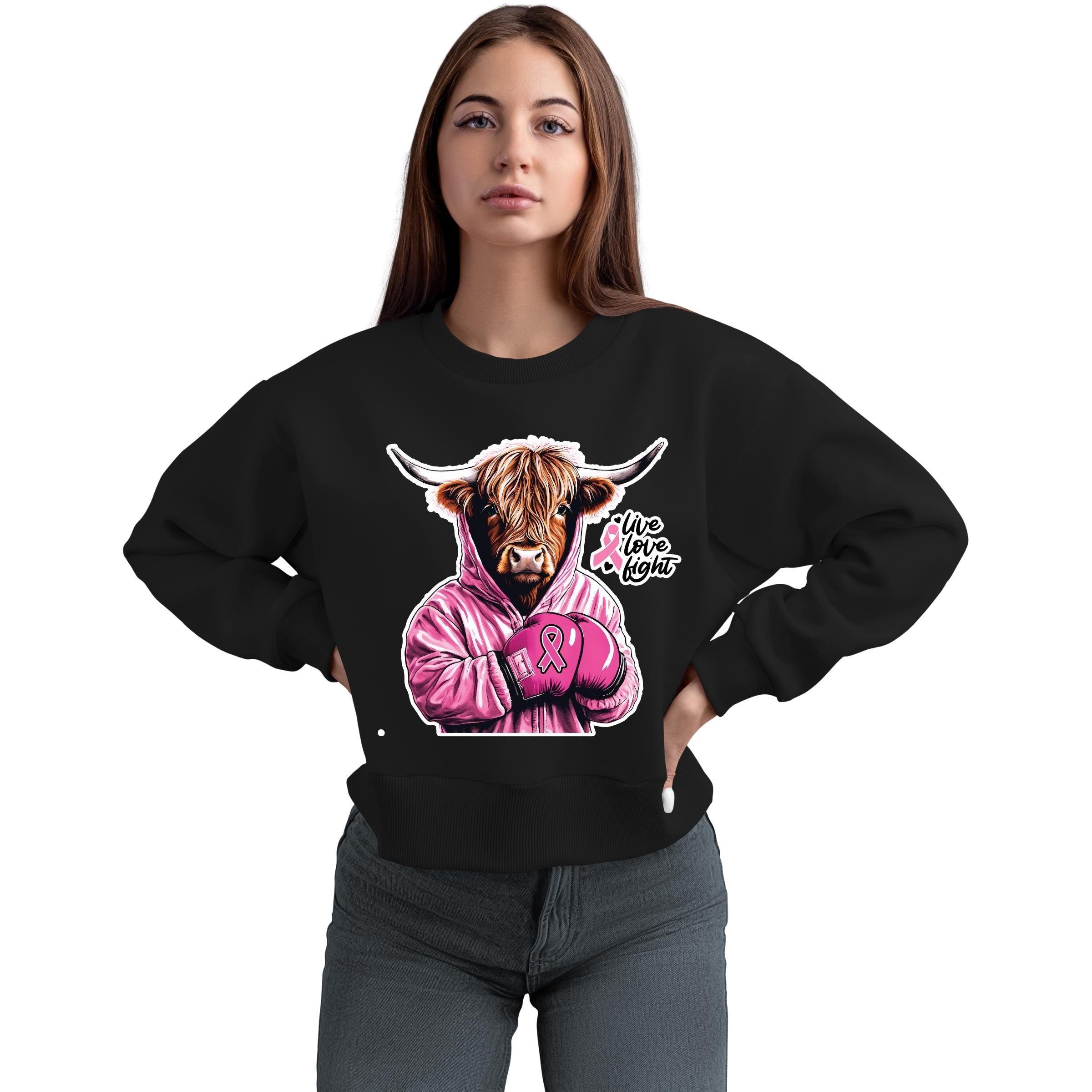Highland Cow Breast Cancer Awareness