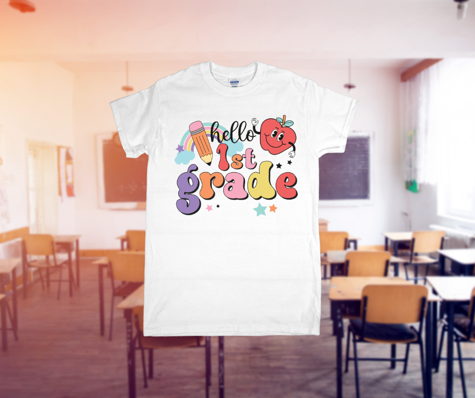 Rainbow Hello Grade Back to School Shirt – Pre-K to 5th Grade
