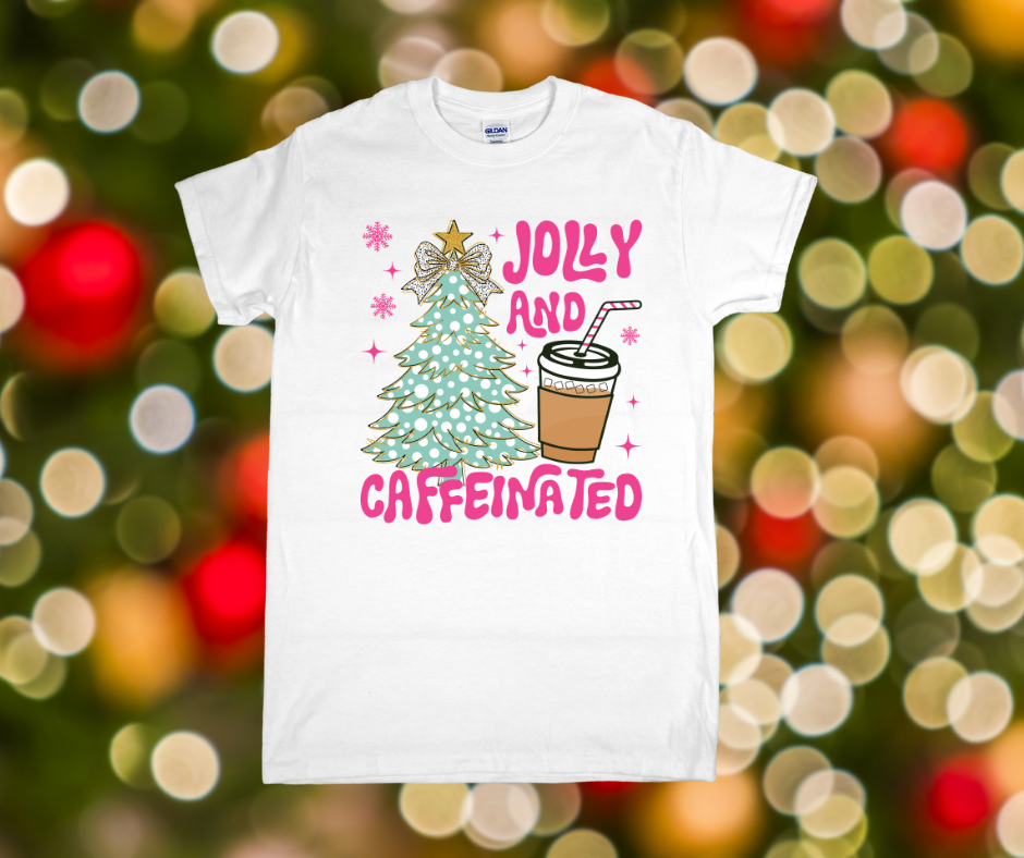 Jolly and Caffeinated Christmas Shirt