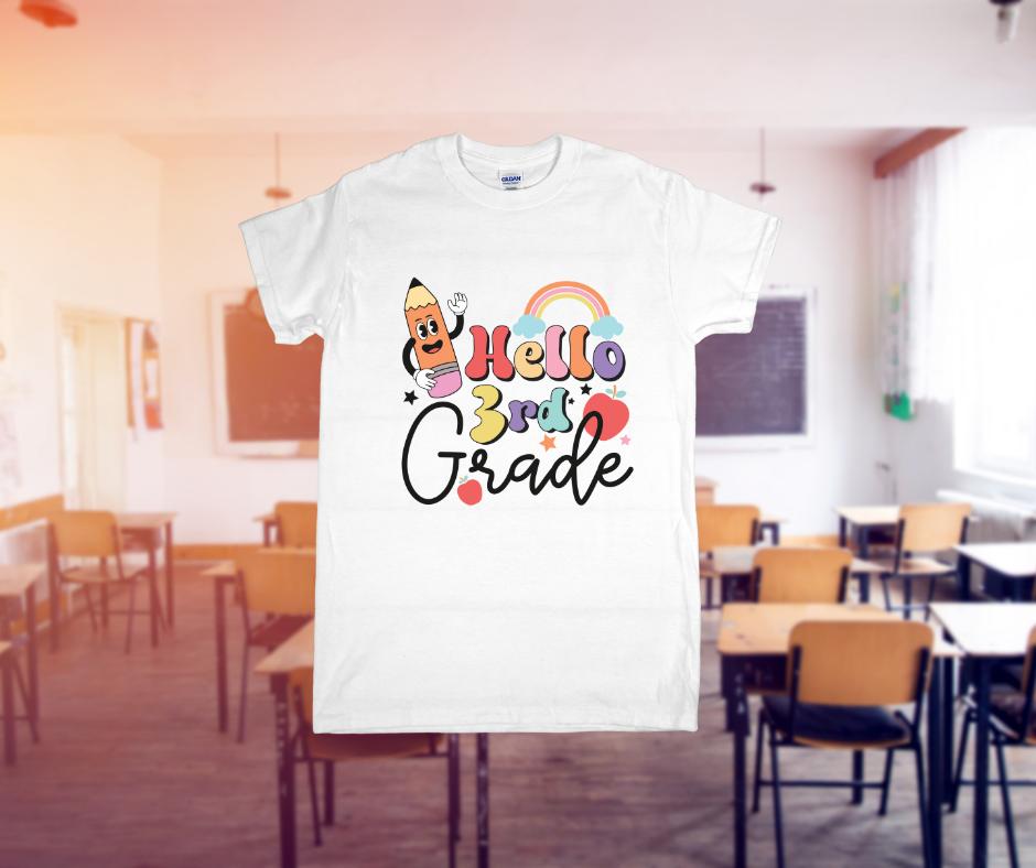 Rainbow Hello Grade Back to School Shirt – Pre-K to 5th Grade