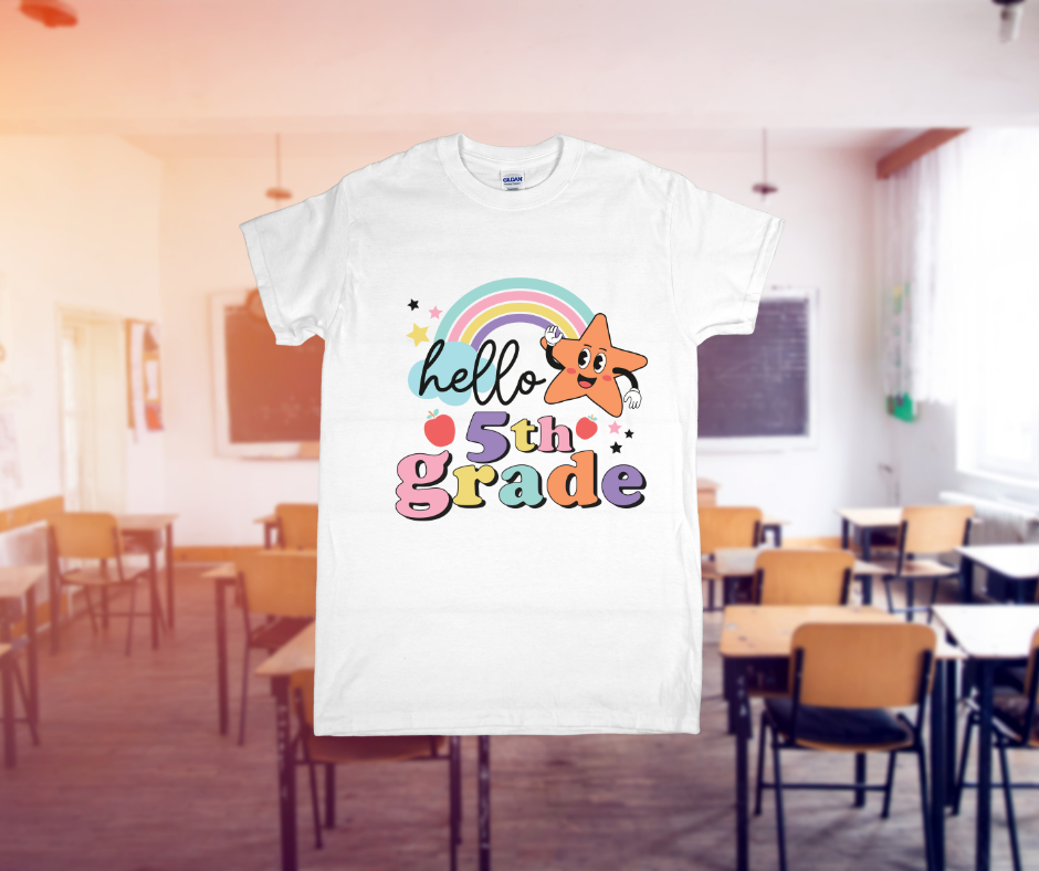 Rainbow Hello Grade Back to School Shirt – Pre-K to 5th Grade