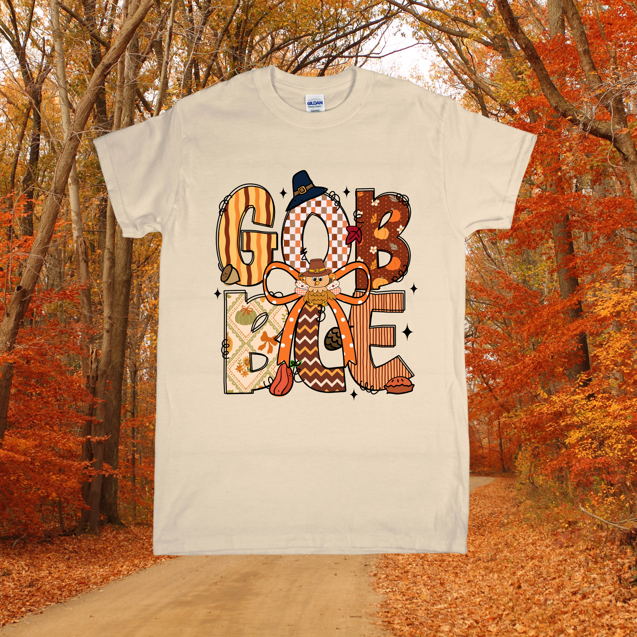Gobble Thanksgiving Patchwork Shirt