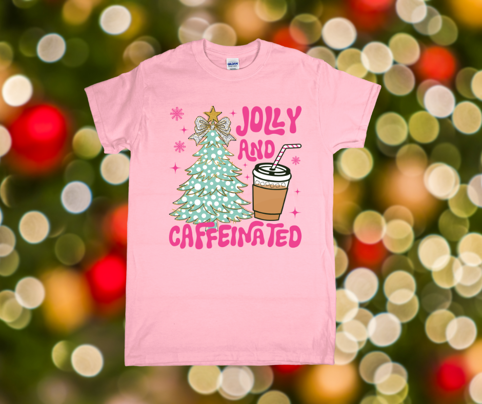 Jolly and Caffeinated Christmas Shirt